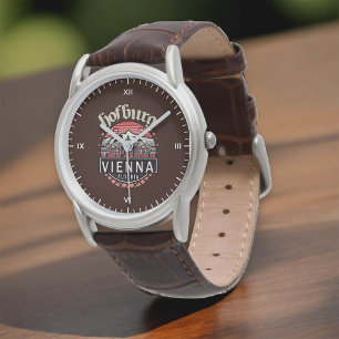Hofburg in Circles Mens Classic Brown Leather Armbanduhr
