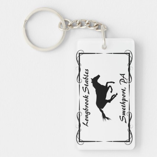 Höfe Ranch oder Stabname Galloping Pferd Schlüsselanhänger (Vorderseite)