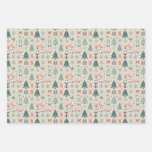 Hofes Kids's Pastel Weihnachtsgeschenk Wrap Set Geschenkpapier Set (Vorderseite 3)