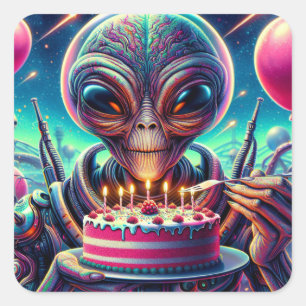 Hoffe, dein Geburtstag ist aus dieser Welt ALIEN Quadratischer Aufkleber