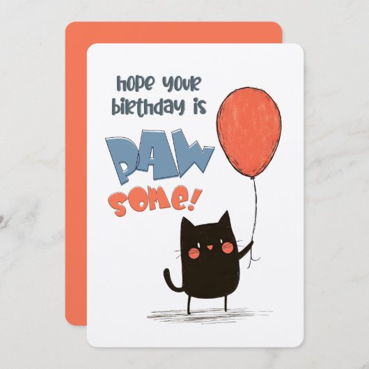 Hoffe, dein Geburtstag ist Pawsome! | Eine purpurf Einladung (Vorne/Hinten)