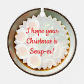 Hoffe, dein Weihnachten ist Soup-er! Ramen Pun Ornament Aus Metall (Rückseite)