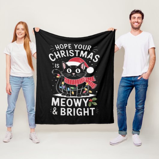 Hoffe, deine Weihnachten ist Meowy und helle Katze Fleecedecke (Beispiel)