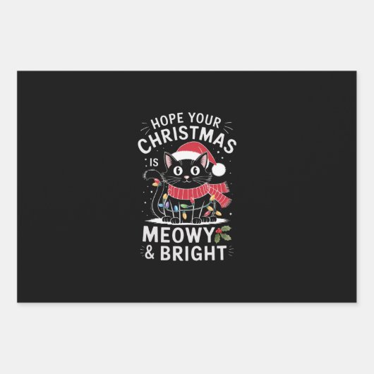 Hoffe, deine Weihnachten ist Meowy und helle Katze Geschenkpapier Set (Vorderseite)
