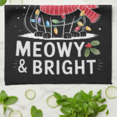 Hoffe, deine Weihnachten ist Meowy und helle Katze Geschirrtuch (Gefaltet)