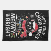 Hoffe, deine Weihnachten ist Meowy und helle Katze Geschirrtuch (Horizontal)