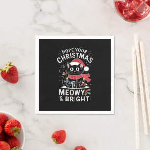 Hoffe, deine Weihnachten ist Meowy und helle Katze Serviette