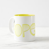 Hoffentlich - ein positives Wort Zweifarbige Tasse (Vorderseite Links)
