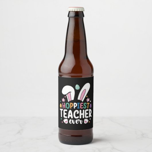 Hoffentlich Lehrer je Schule Ostern Bunny Egg Bierflaschenetikett (Vorderseite)