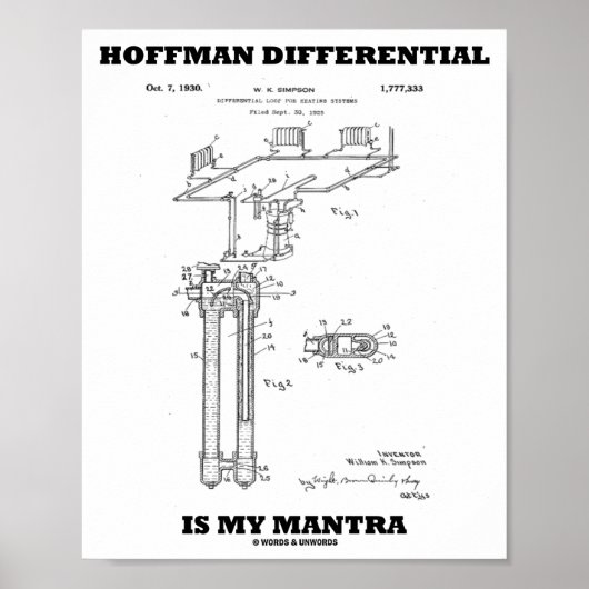 Hoffman Differenzial ist mein Mantra-US-Patentdesi Poster (Vorne)