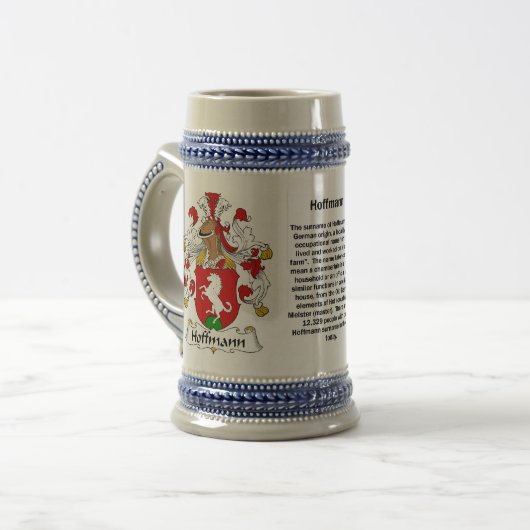 Hoffmann Familienwappen Stein Bierglas (Vorderseite Links)