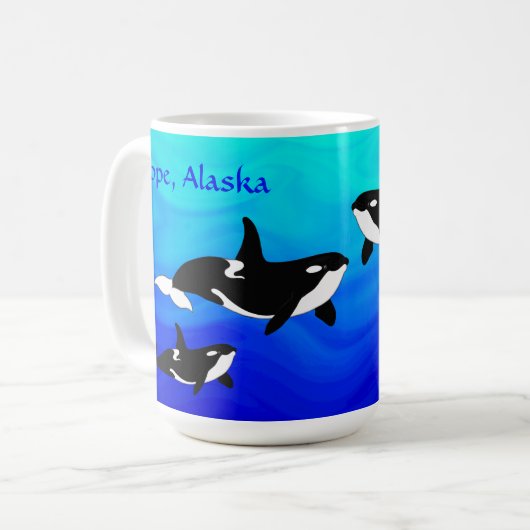 Hoffnung, Alaska Orcas - 15 oz. Combo-Tasse Kaffeetasse (Vorderseite Links)