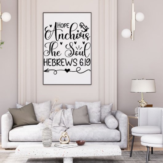 Hoffnung Anker Das Soul Schwarz-weiße Christliche  Poster