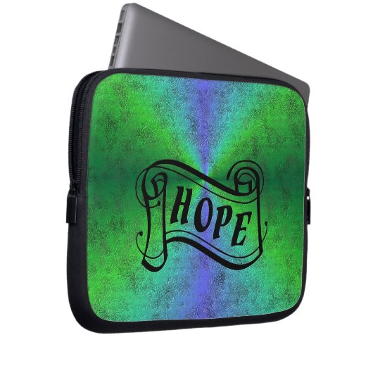 Hoffnung auf blauen Regenbogen in Lederoptik Laptopschutzhülle (Vorne Rechts)