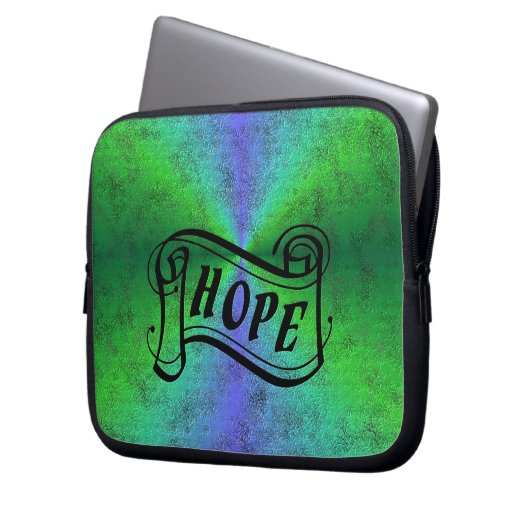 Hoffnung auf blauen Regenbogen in Lederoptik Laptopschutzhülle (Vorderseite Links)