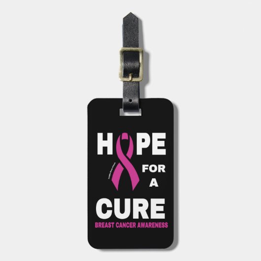 Hoffnung auf eine Heilung... Brustkrebs Gepäckanhänger (Vorderseite vertikal)