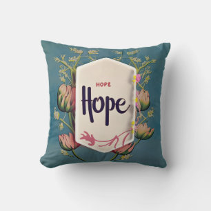 Hoffnung blüht - Elegante Florale Typografie Kissen