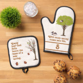 Hoffnung des Frühlings Mit Monogramm Ofenhandschuh & Topflappen-Set (Oben Unten)