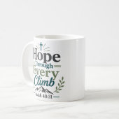 Hoffnung durch jeden Aufstieg Bibelvers-Design Kaffeetasse (Vorderseite Links)