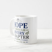 Hoffnung durch jedes Kapitel Christliche Ermutigun Kaffeetasse (Vorderseite Links)