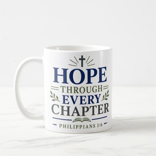 Hoffnung durch jedes Kapitel Christliche Ermutigun Kaffeetasse (Links)