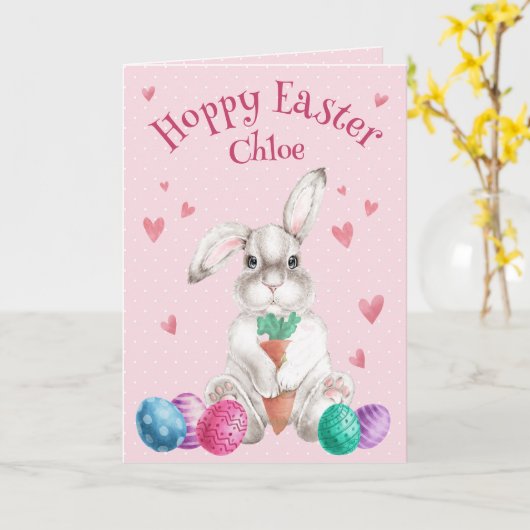 HOFFNUNG EASTER Aquarell Bunny Personalisiert Karte (Gelbe Blume)