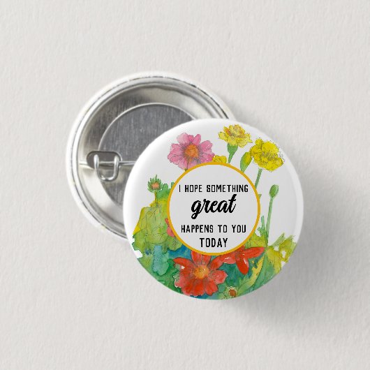 Hoffnung Etwas Großes passiert Wasserfarben-Blume Button (Vorne & Hinten)