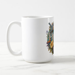 Hoffnung Florale Typografie mit Vögeln und Botanik Kaffeetasse