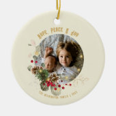 Hoffnung, Frieden, Joy Gold Red Holly Foto Keepake Keramik Ornament (Vorne)