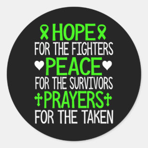 Hoffnung Frieden und Gebete Green Ribbon psychisch Runder Aufkleber