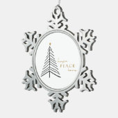 Hoffnung Frieden. Weihnachtsschneeflocke Gerahmte  Schneeflocken Zinn-Ornament (Rechts)