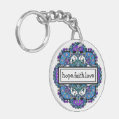Hoffnung. Glaube. Liebe Lila und Blue Mandala Schlüsselanhänger (Vorderseite links)