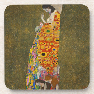 Hoffnung II von Gustav Klimt, Vintage Art Nouveau Getränkeuntersetzer