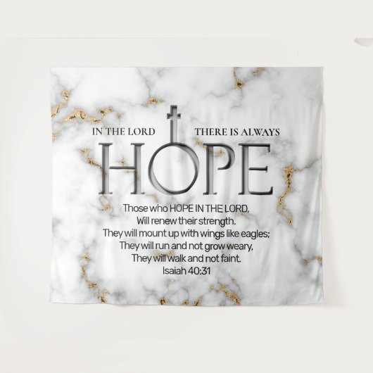 Hoffnung im Lord Scripture Verse: Isaiah 40:31 Wandteppich (Vorderseite (Horizontal))