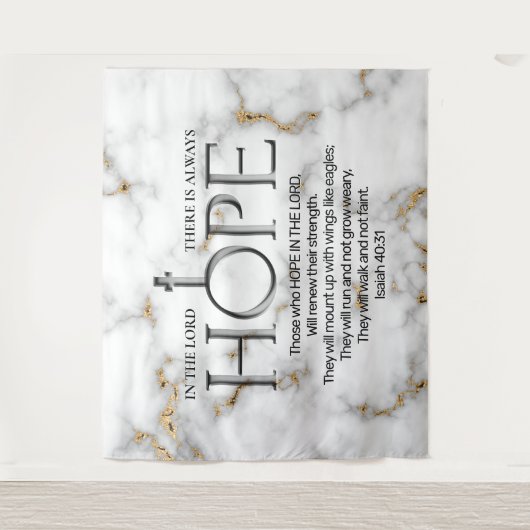 Hoffnung im Lord Scripture Verse: Isaiah 40:31 Wandteppich (Vorderseite)