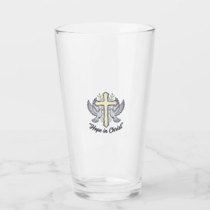 Hoffnung in Christus Taube Kreuz Vintage Christlic Glas