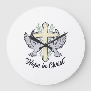 Hoffnung in Christus Taube Kreuz Vintage Christlic Große Wanduhr