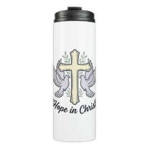Hoffnung in Christus Taube Kreuz Vintage Christlic Thermosbecher