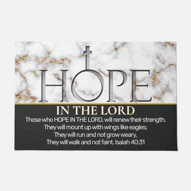 Hoffnung in der Lord Scripture Verse Isaiah 40:31 Fußmatte (Vorderseite)