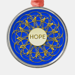 HOFFNUNG in Spitze geometrisches goldenes Design Ornament Aus Metall