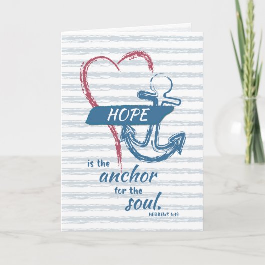 Hoffnung ist Anker mit Herz, religiöse Ermutigung Karte (Vorderseite)