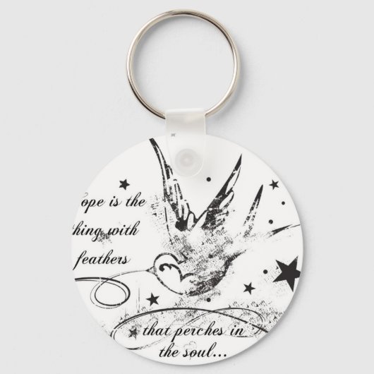 Hoffnung ist das Ding mit Federn Schlüsselanhänger (Vorderseite)