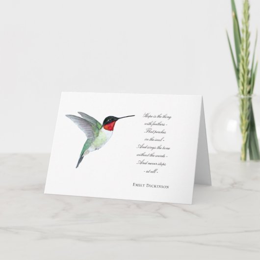 "Hoffnung ist" Hummingbird Karte (Vorderseite)