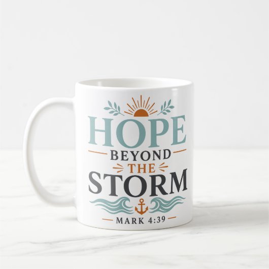 Hoffnung jenseits des Sturms Tägliche Glaubensanda Kaffeetasse (Links)