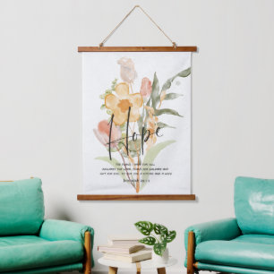 Hoffnung-Jeremia 29:11 orange floral Wandteppich Mit Holzrahmen