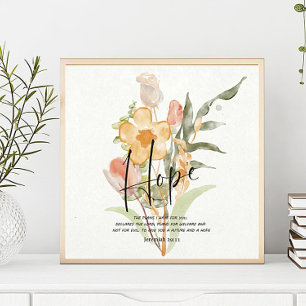 Hoffnung-Jeremia 29:11 orangefarben floral Poster