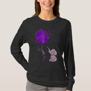 Hoffnung Kampf Heilung Lila Blumen Elephant Alzhei T-Shirt