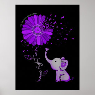 Hoffnung Kampf Süßer Elefant Alzheimer Lila Band Poster