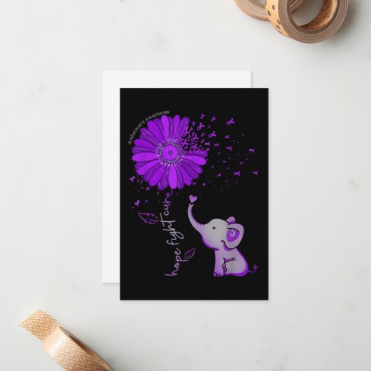 Hoffnung Kämpfen Niedlicher Elefant Alzheimer's Li Mitteilungskarte (Vorderseite/Rückseite Beispiel)