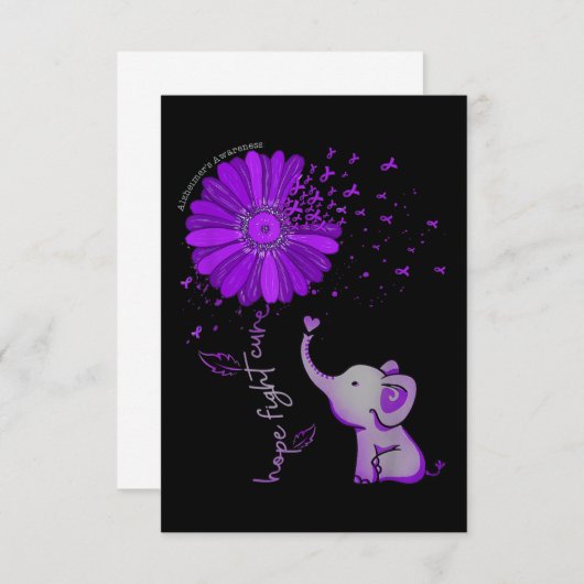 Hoffnung Kämpfen Niedlicher Elefant Alzheimer's Li Mitteilungskarte (Vorne/Hinten)